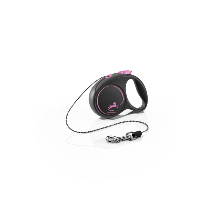 Vodítko FLEXI Black Design XS lanko 3m/8kg růžová NEW