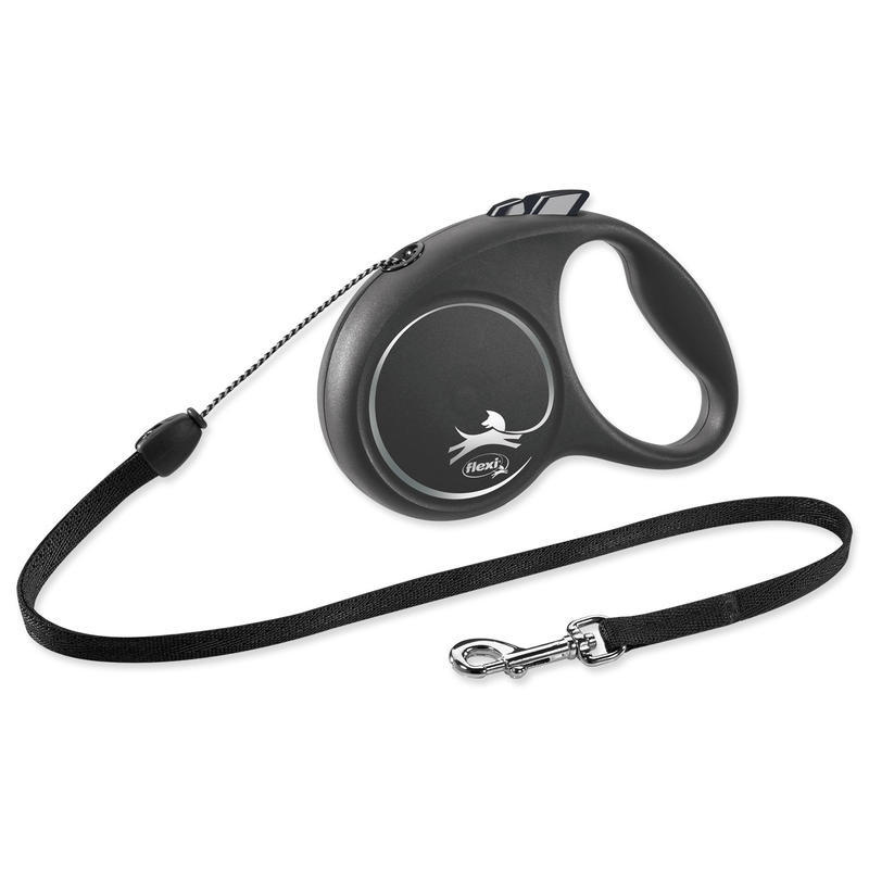 Vodítko FLEXI Black Design S lanko 5m/12kg stříbrná NEW