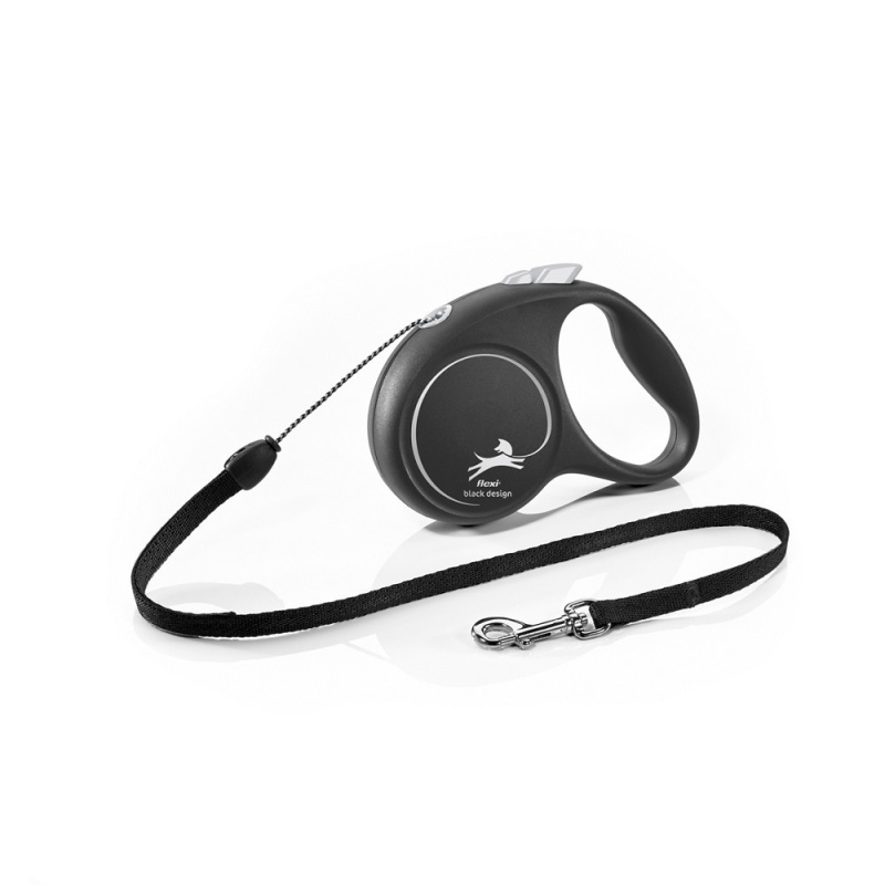 Vodítko FLEXI Black Design S lanko 5m/12kg stříbrná NEW