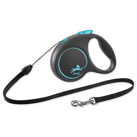 Vodítko FLEXI Black Design S lanko 5m/12kg modrá NEW