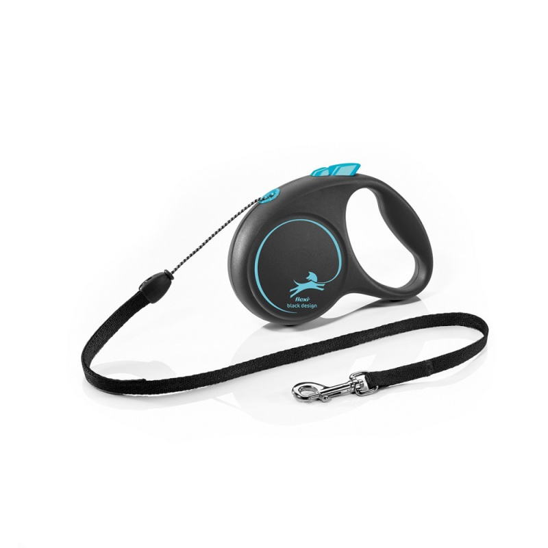 Vodítko FLEXI Black Design S lanko 5m/12kg modrá NEW