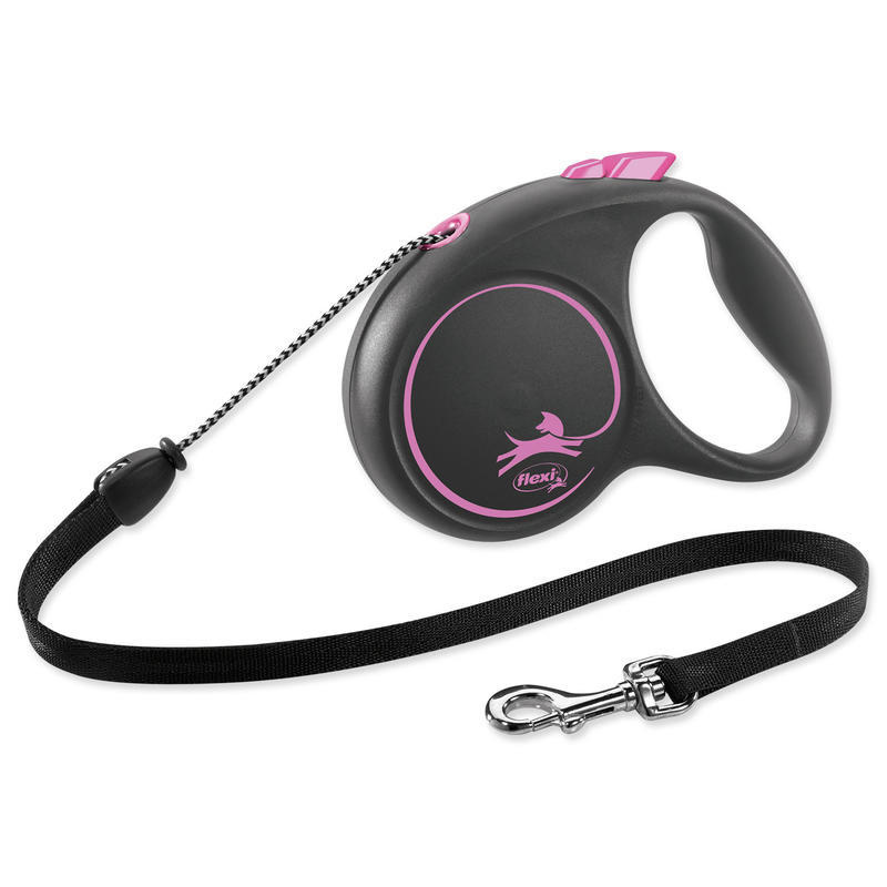 Vodítko FLEXI Black Design M lanko 5m/20kg růžová NEW