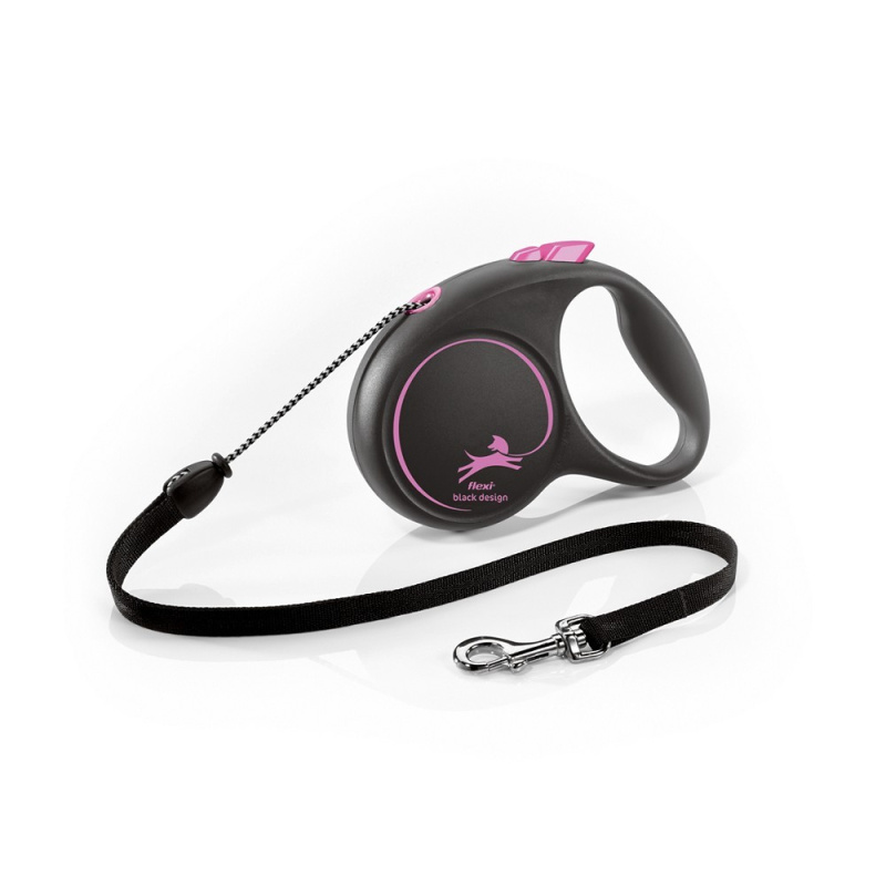 Vodítko FLEXI Black Design M lanko 5m/20kg růžová NEW