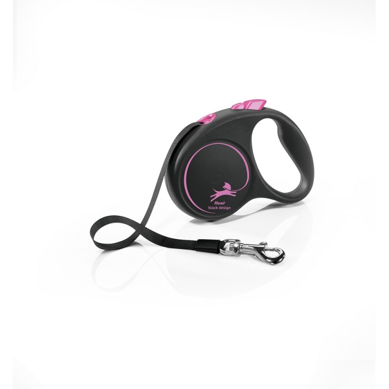 Vodítko FLEXI Black Design S pásek 5m/15kg růžová NEW