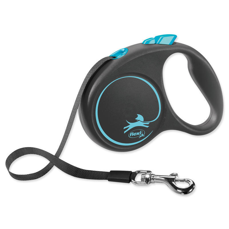 Vodítko FLEXI Black Design S pásek 5m/15kg modrá NEW