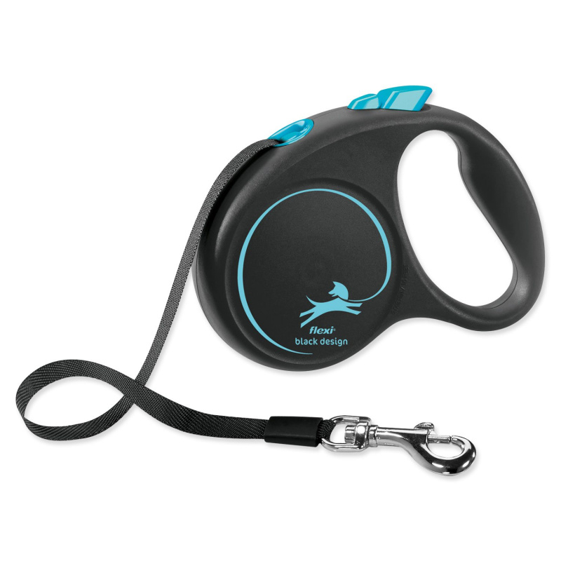 Vodítko FLEXI Black Design S pásek 5m/15kg modrá NEW