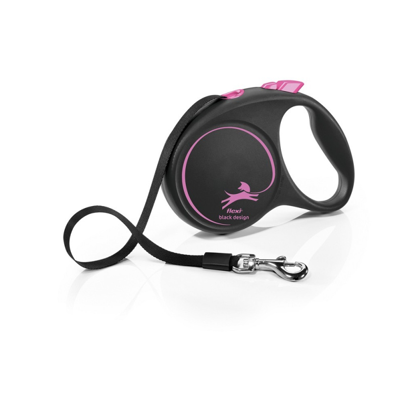 Vodítko FLEXI Black Design L pásek 5m/50kg růžová NEW