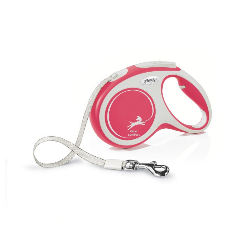 Vodítko FLEXI Comfort M pásek 5m/25kg červená NEW