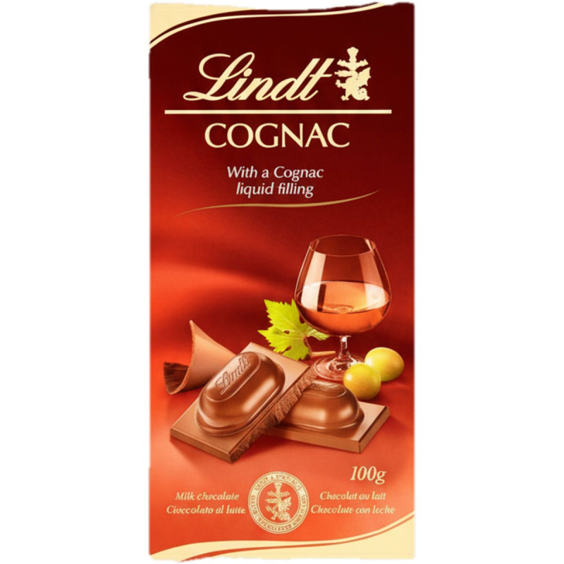 Lindt Mléčná čokoláda s koňakovou náplní