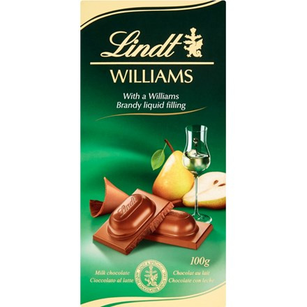 Lindt Mléčná čokoláda s hruškovicí hrušek odrůdy Williams
