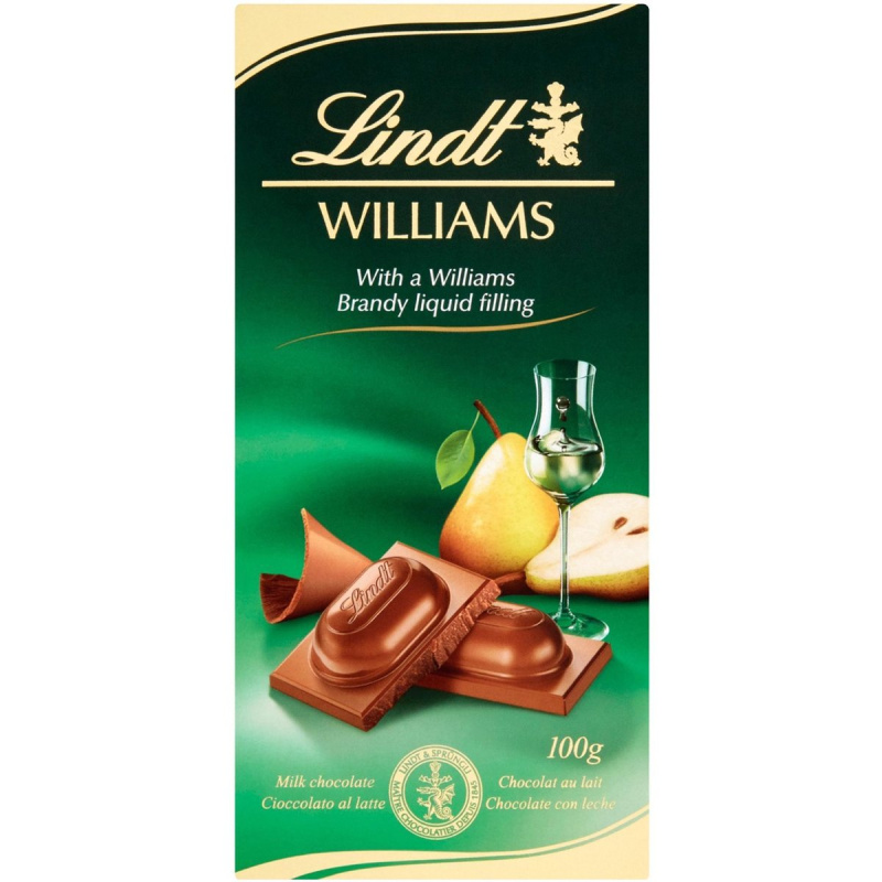 Lindt Mléčná čokoláda s hruškovicí hrušek odrůdy Williams