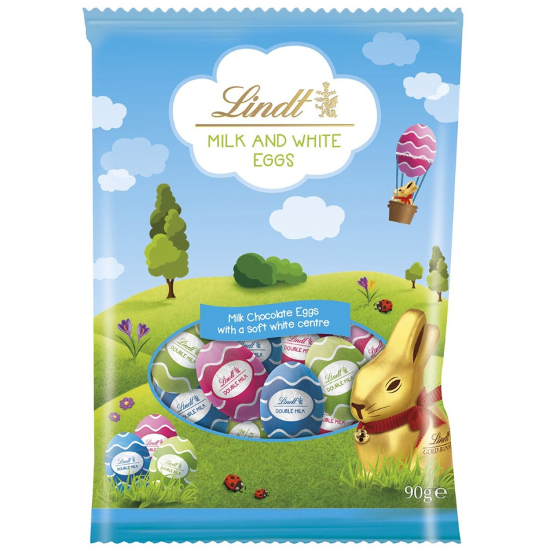 Lindt Velikonoční vajíčka z mléčné čokolády plněné mléčným krémem