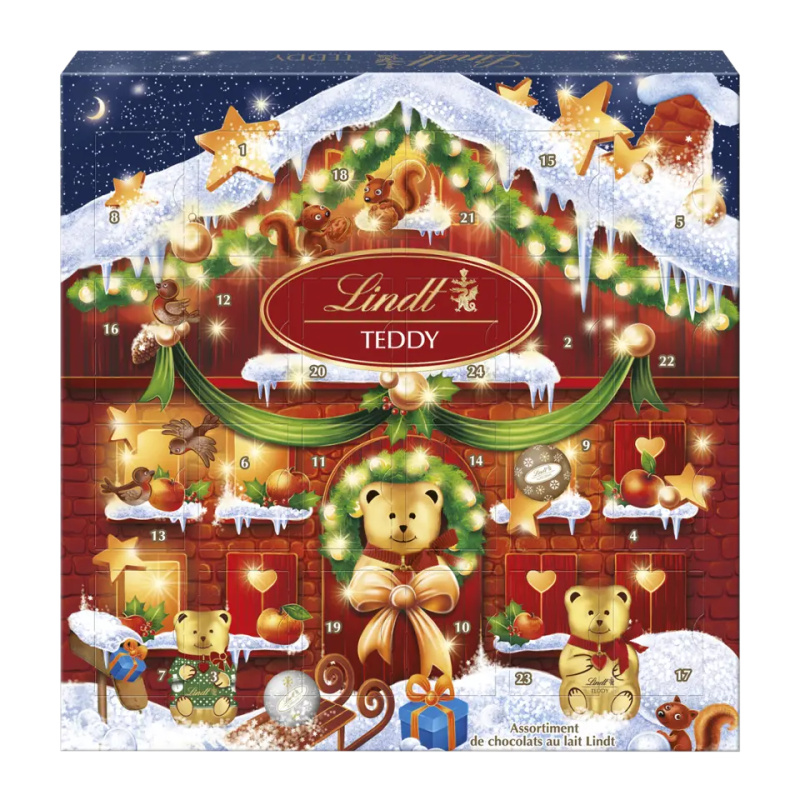 Adventní čokoládový kalendář, Lindt Teddy, 124 g