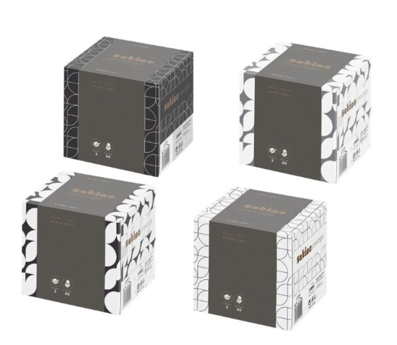 Kosmetické kapesníky SATINO 3-vr., (bal.60ks) kostka