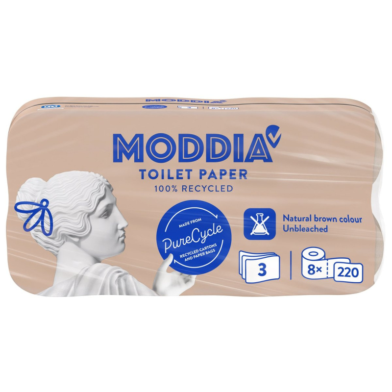 Moddia Toaletní papír PureCycle 3vrstvý, 8 ks