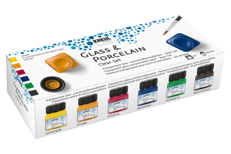 Kreul Sada barev na sklo a porcelán KREUL CLEAR 6 x 20 ml