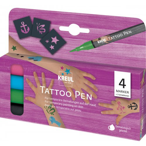Kreul Sada Tetovací fix KREUL Tattoo Pen 4 ks KOTVA, HVĚZDA, MOTÝL