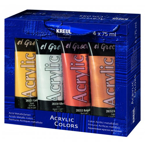 Kreul Akrylové barvy sada METALICKÉ EL GRECO 4 barev 75 ml