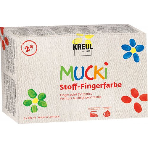 Mucki Sada Prstové barvy na textil MUCKI 150 ml 6 barev