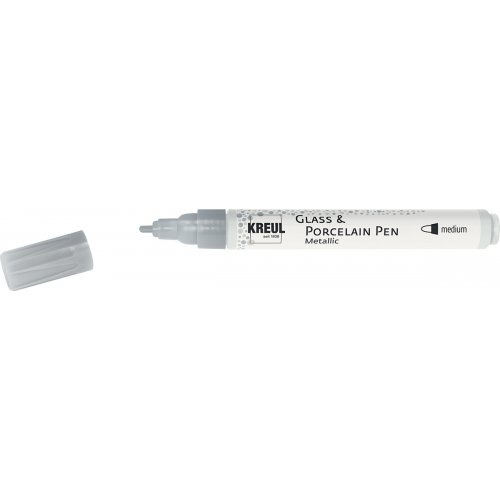 Kreul Fix na sklo a porcelán  METALLIC medium STŘÍBRNÁ