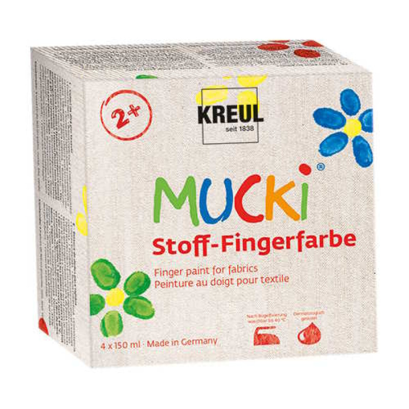 Mucki Sada Prstové barvy na textil MUCKI 4 barvy 150 ml
