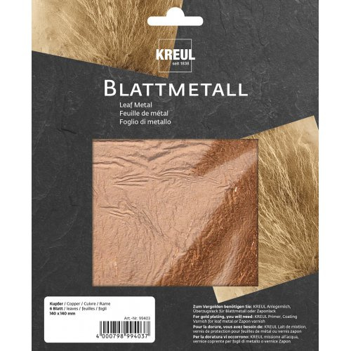 Kreul Metalické plátky KREUL 140 x 140 mm 6 listů MĚDĚNÁ