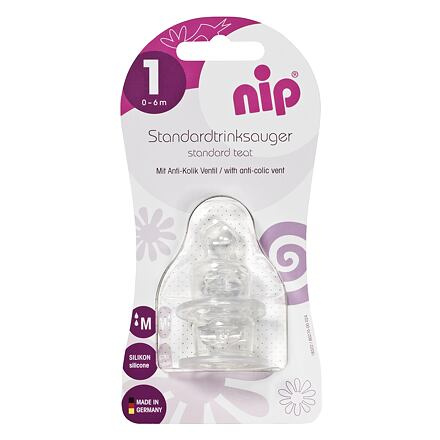 NIP Dudlík ortodontický, anatomický, silikon, M, 0-6m, 2ks