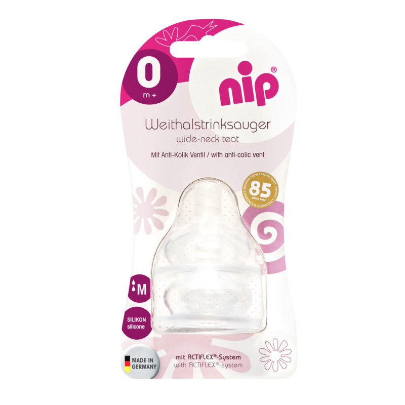 NIP Dudlík kulatý, široký, silikon-M, 2ks