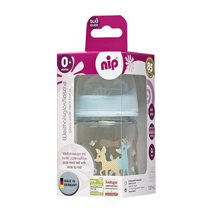 Nip skleněná láhev se širokým hrdlem, 120 ml, kluk, silikon dudlík M