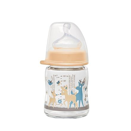 Nip skleněná láhev se širokým hrdlem, 120 ml, holka, silikon dudlík M
