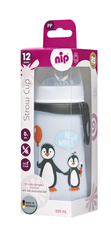 Nip láhev Straw cup, 330 ml, kluk, s brčkem