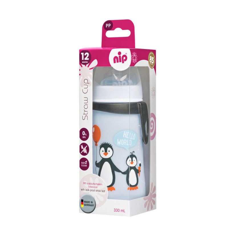 Nip láhev Straw cup, 330 ml, kluk, s brčkem