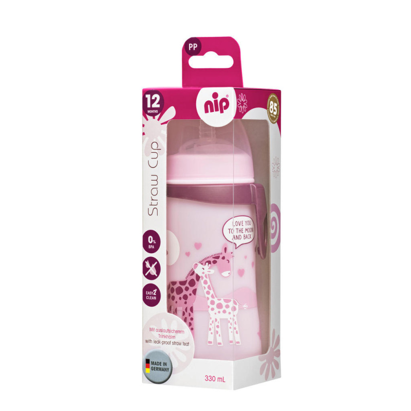 Nip láhev Straw cup, 330 ml, holka, s brčkem