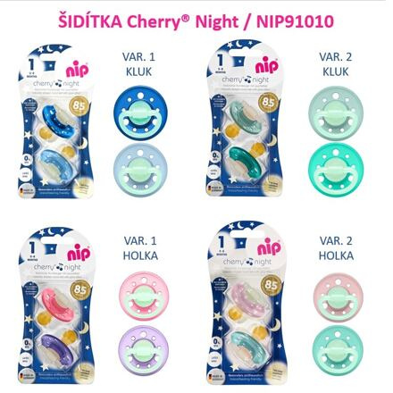NIP CHERRY night šidítko K,0-6m,2ks,mix barev