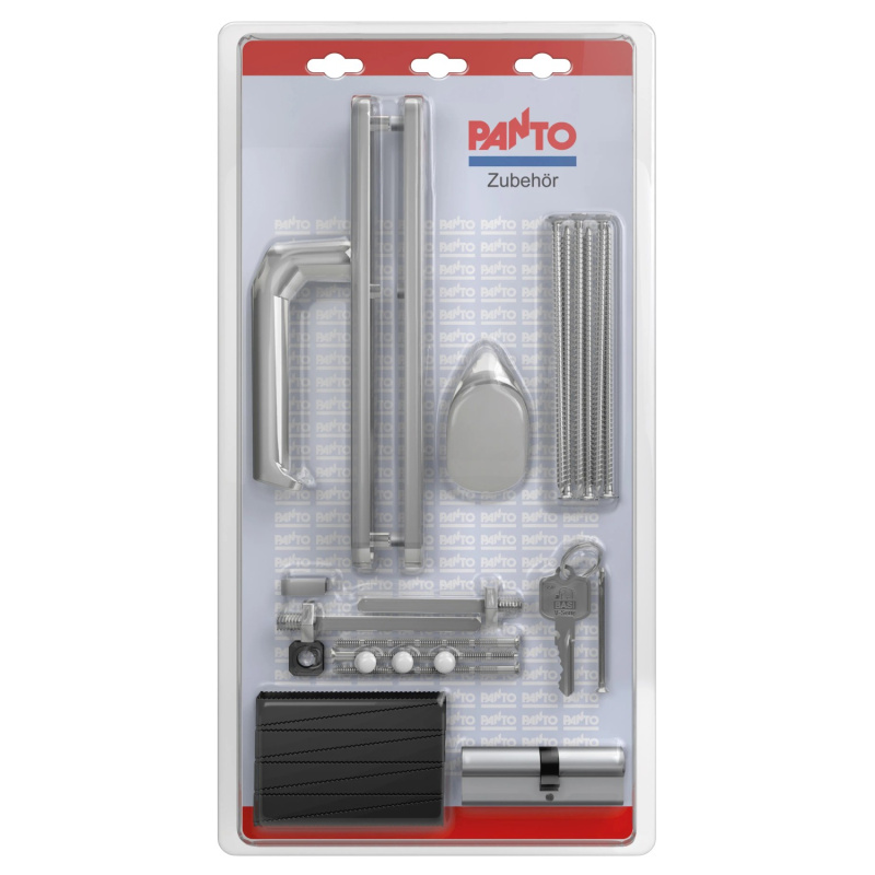 Panto Štítové dveřní kování pro plastové dveře klika-klika, titanová, PZ 92/8 mm