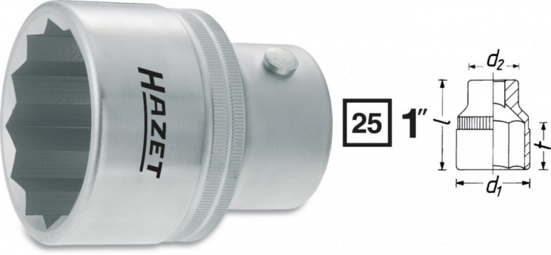 Vnitřní nástrčný klíč 1" dvanáctihranný 60mm HAZET 1100Z-60 - HA002573