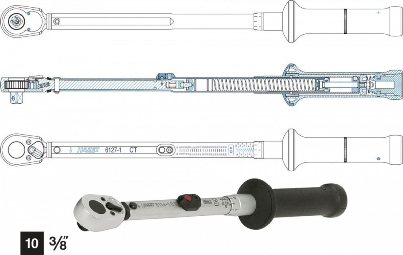Momentový klíč 3/8" s US stupnicí, Hazet 6115-1CT - HA025084