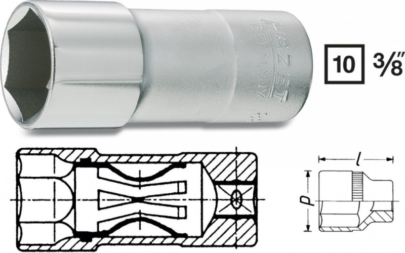 Nástrčný klíč na zapalovací svíčky 3/8" - HA040674 (880KF)