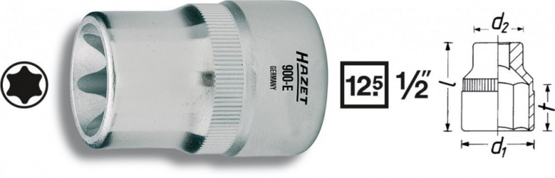 Vnitřní nástrčný klíč 1/2" TORX® E10 HAZET 900-E10 - HA042982