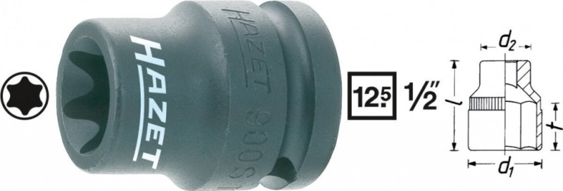 Kovaný vnitřní nástrčný klíč 1/2" TORX® E16 HAZET 900S-E16 - HA044603