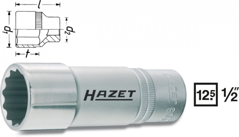 Vnitřní nástrčný klíč 1/2" dvanáctihranný 19mm HAZET 900TZ-19 - HA045334