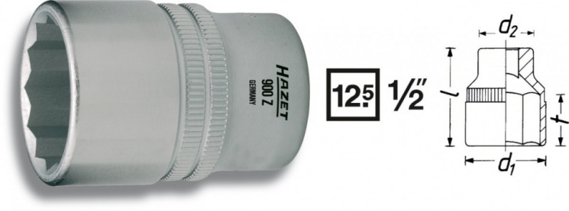 Vnitřní nástrčný klíč 1/2" dvanáctihranný 15mm HAZET 900Z-15 - HA045501