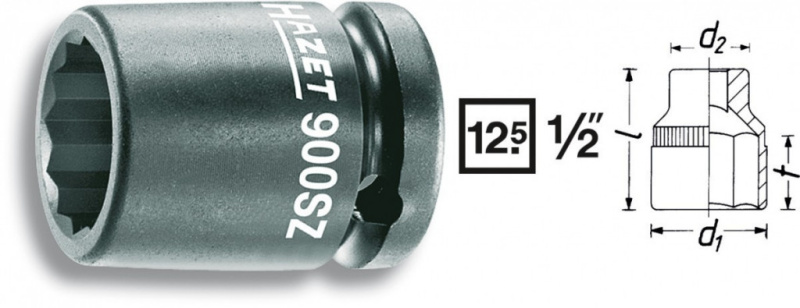 Kovaný vnitřní nástrčný klíč 1/2" dvanáctihranný 12mm HAZET 900SZ-12 - HA061785