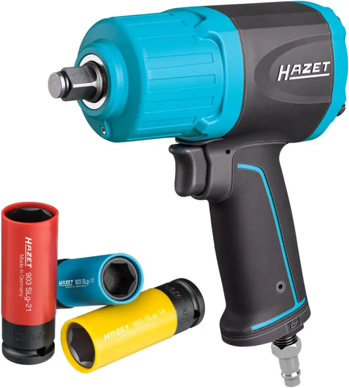 Rázový utahovák 1/2", 1700 Nm s nástrčnými klíči, Hazet 9012ECO/4