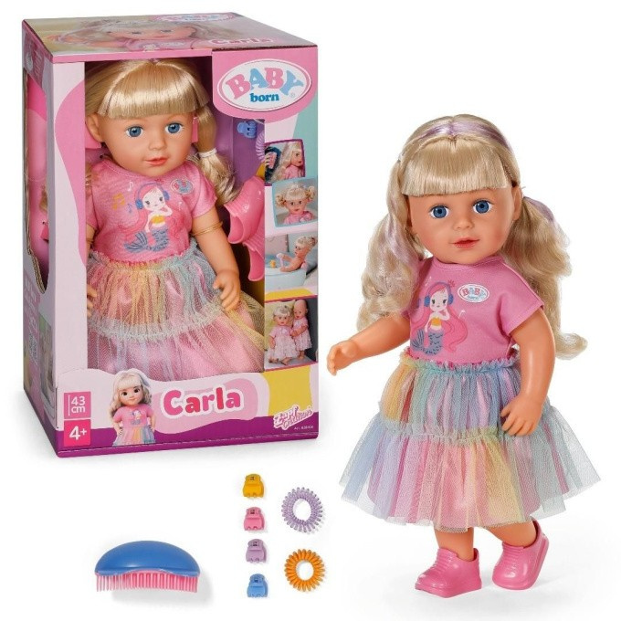 Panenka BABY born Carla 43 cm s doplňky na česání