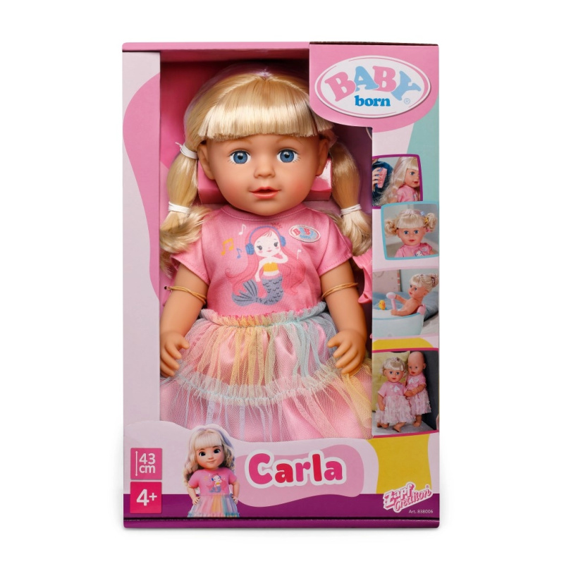 Panenka BABY born Carla 43 cm s doplňky na česání