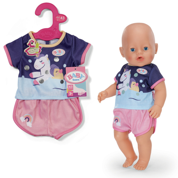 Pyžamko jednorožec pro panenku BABY born 43 cm