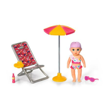 Zapf Creation BABY born Minis Sada s lehátkem, slunečníkem a panenkou