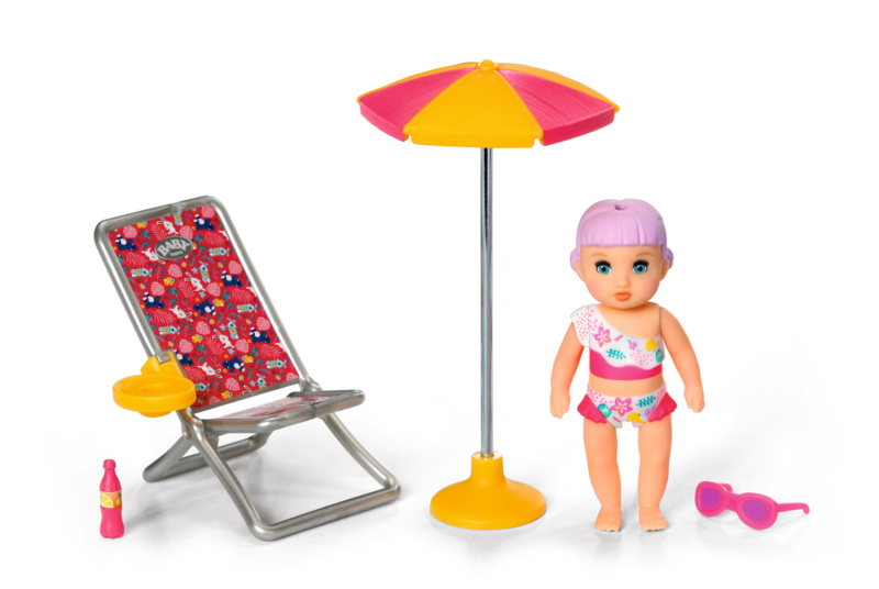Zapf Creation BABY born Minis Sada s lehátkem, slunečníkem a panenkou