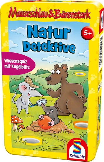 Schmidt Spiele Mauseschlau & Bärenstark: přírodní detektivové – cestovní hra v kovové krabičce - 1 kus